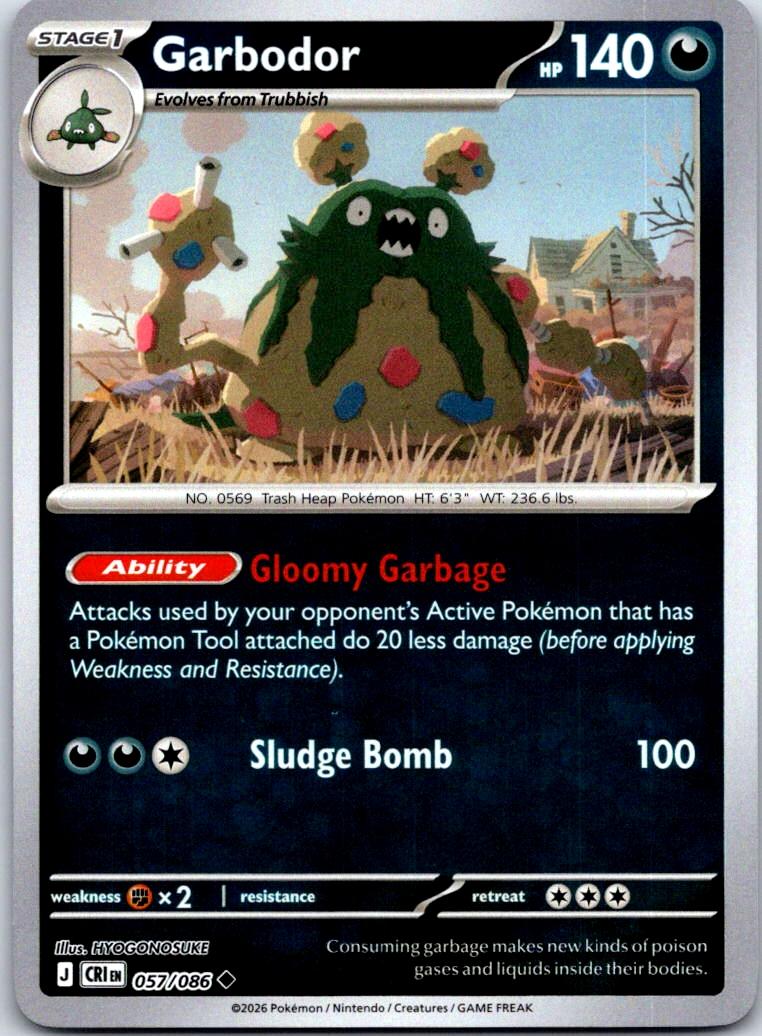 Garbodor - 057/086 - Reverse Holo - CHAOS RISING - Pokemon - Uncommon | AA126-5