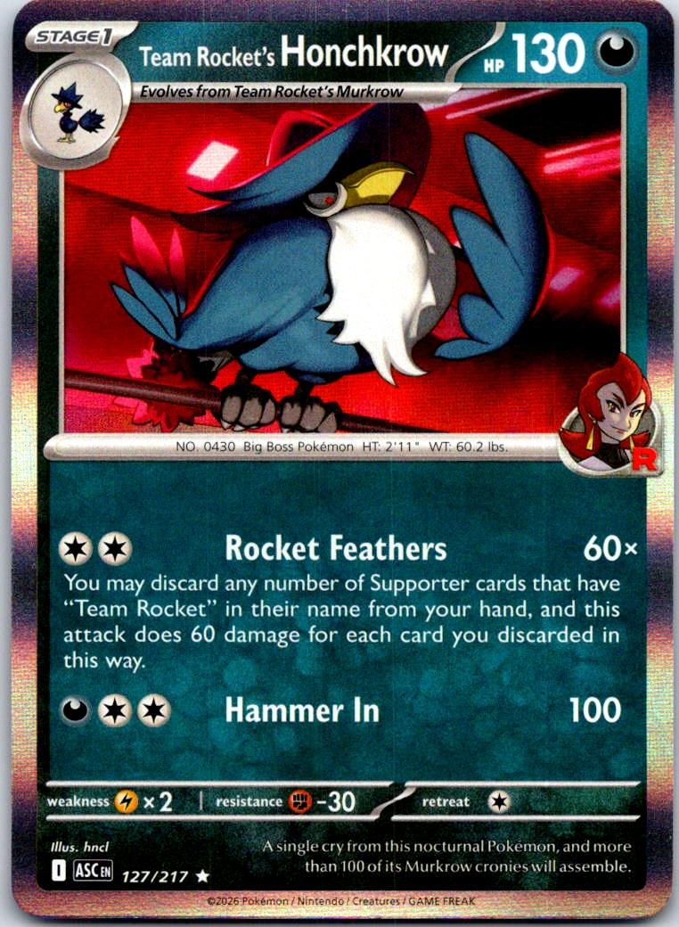 Team Rocket's Honchkrow - 127/217 - Holo - ASCENDED HEROES - Pokemon - | AB08-49