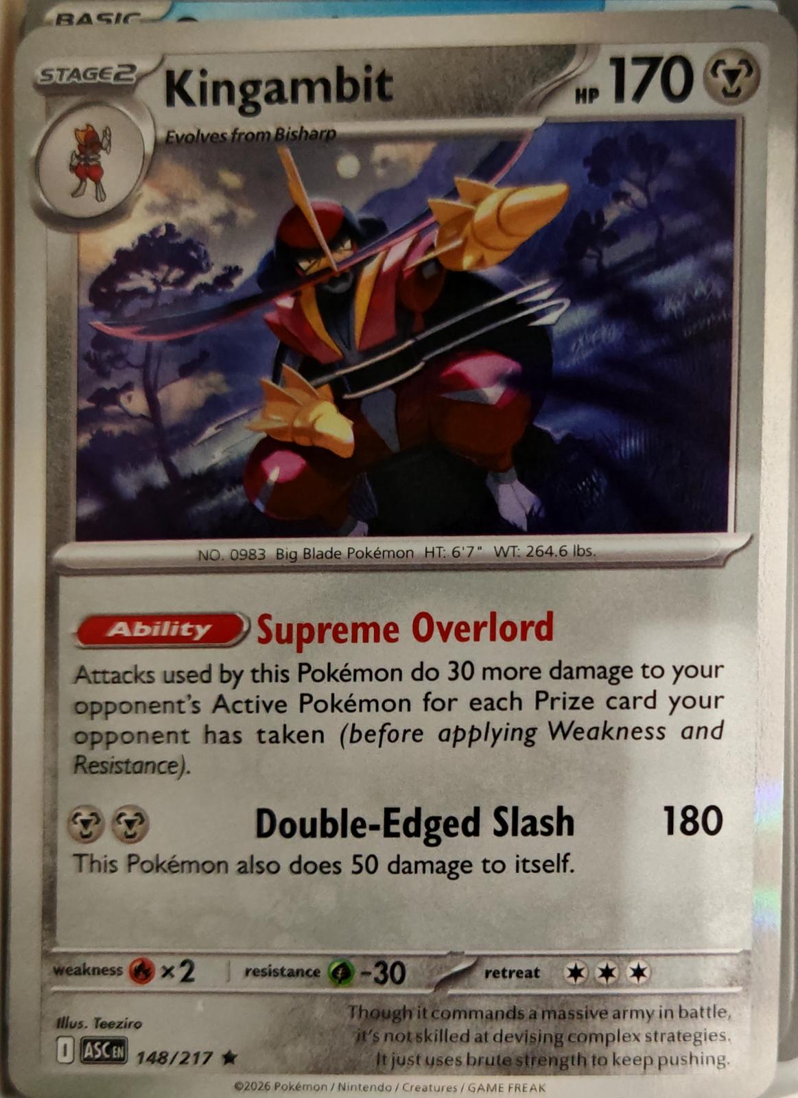 Kingambit - 148/217 - Holo - ASCENDED HEROES - Pokemon - Rare | AA01-10