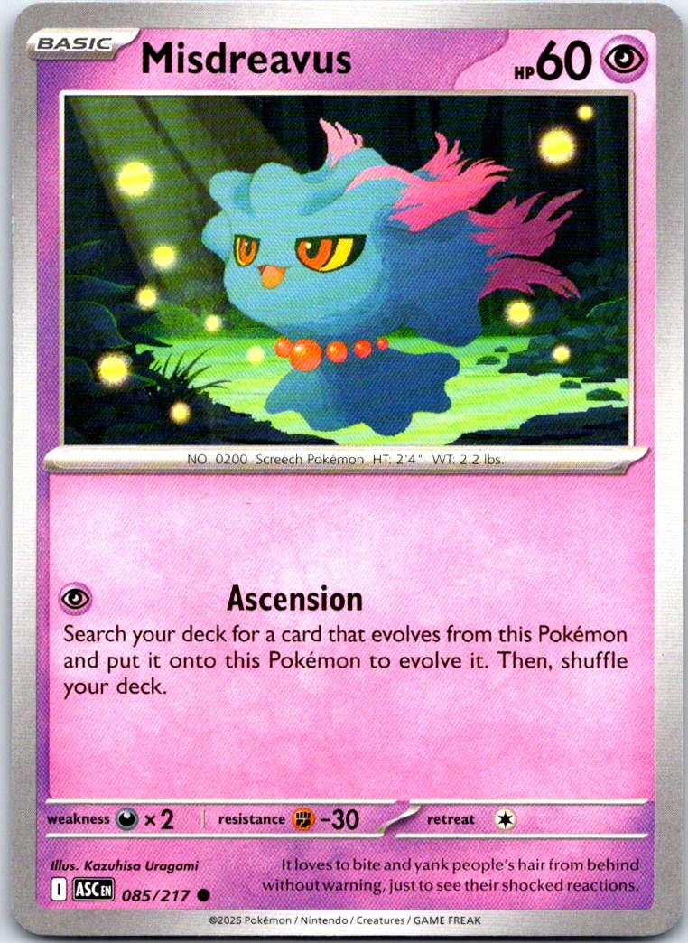 Misdreavus - 085/217 - - ASCENDED HEROES - Pokemon - Common | AB43-46
