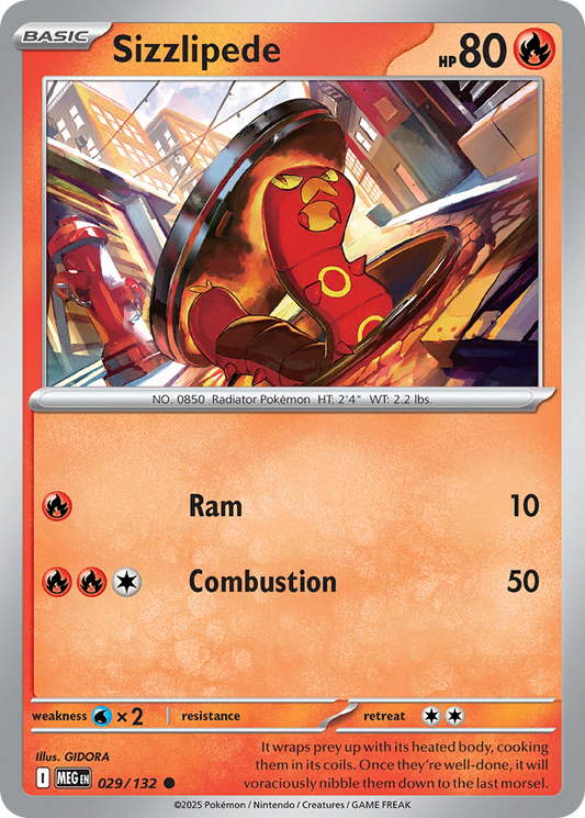 Sizzlipede - 029/132 - Reverse Holo - MEGA EVOLUTION - Pokemon - | AA35-14
