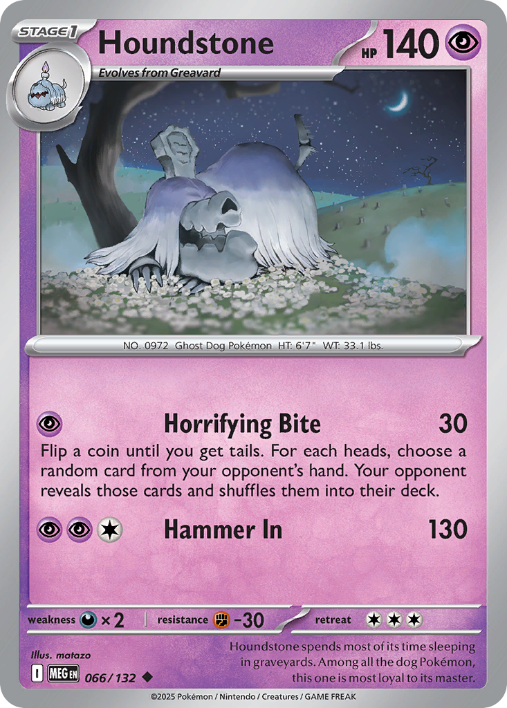 Houndstone - 066/132 - Reverse Holo - MEGA EVOLUTION - Pokemon - | AA04-53