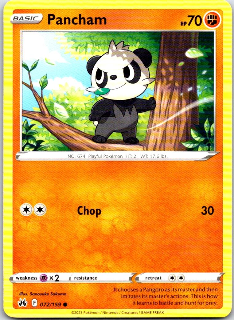 Pancham - 072/159 - - CROWN ZENITH - Pokemon - Common | AA104-37