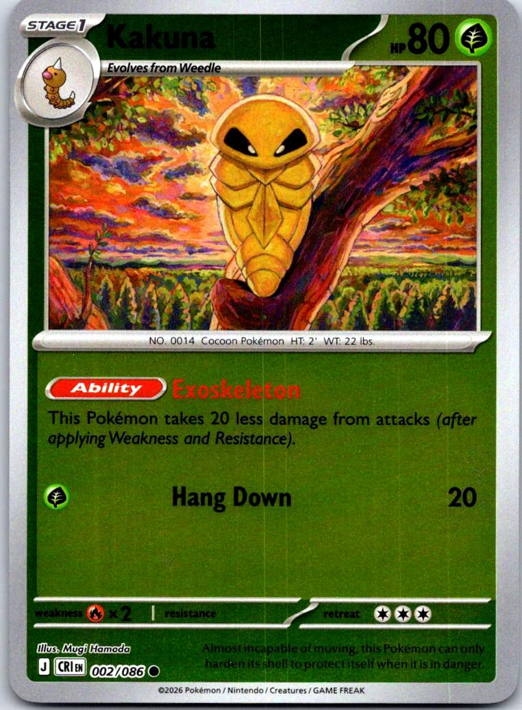 Kakuna - 002/086 - Reverse Holo - CHAOS RISING - Pokemon - Common | AA128-8