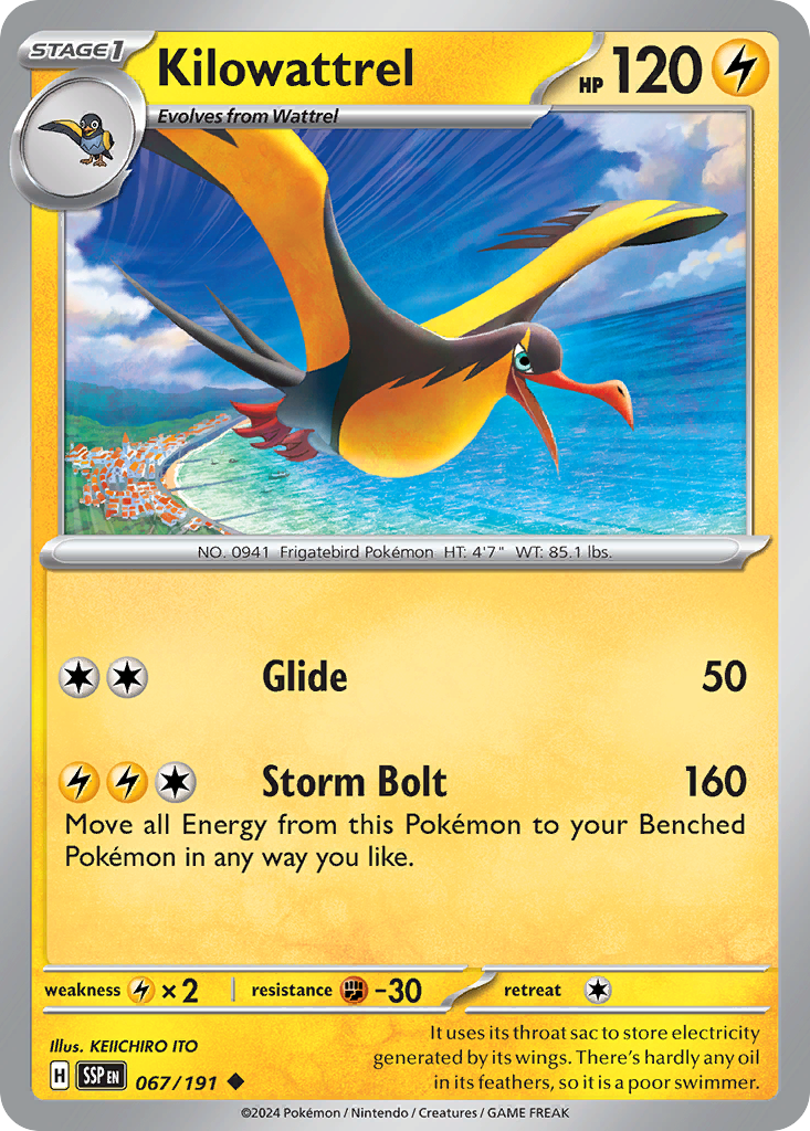 Kilowattrel - 067/191 - - SURGING SPARKS - Pokemon - Uncommon | AA02-43