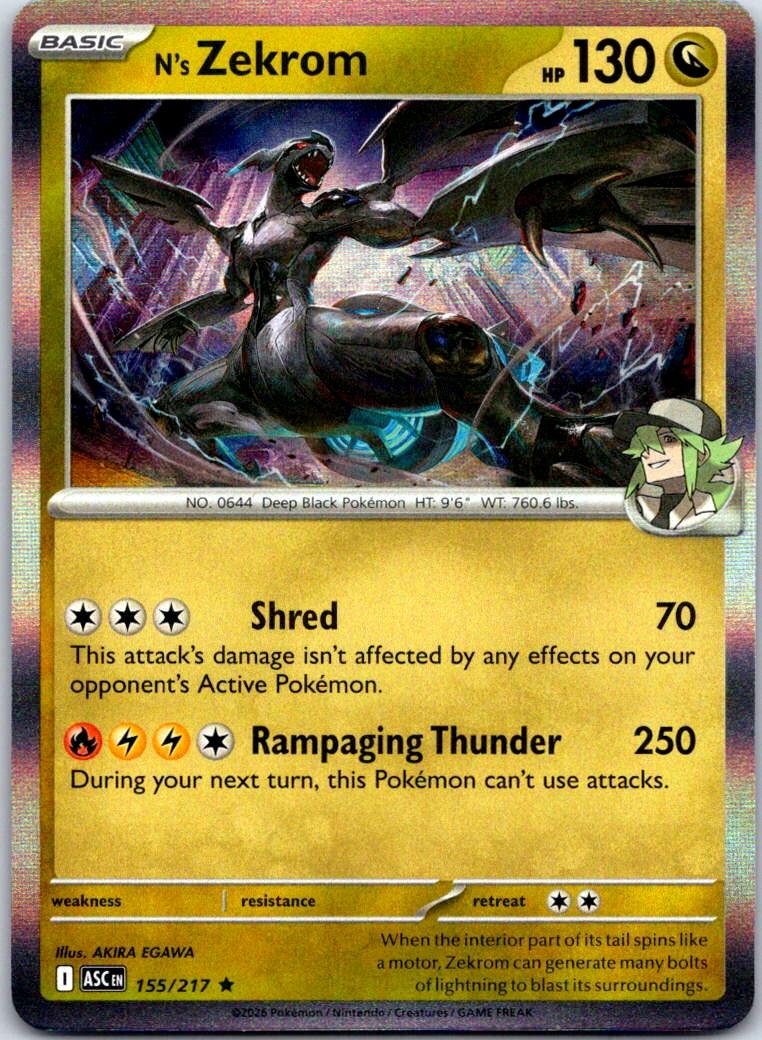 N's Zekrom - 155/217 - Holo - ASCENDED HEROES - Pokemon - Rare | AB07-28