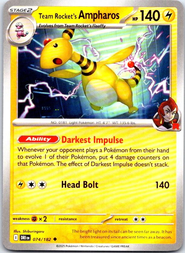 Team Rocket's Ampharos - 074/182 - - DESTINED RIVALS - Pokemon - | AC07-22