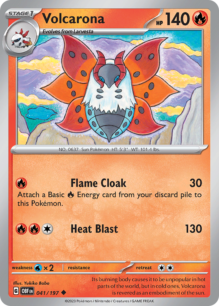 Volcarona - 041/197 - Reverse Holo - OBSIDIAN FLAMES - Pokemon - | AA20-28