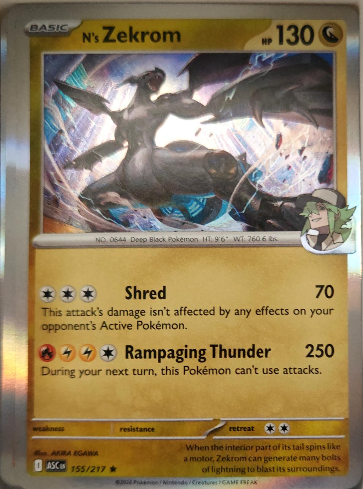 N's Zekrom - HOLO- ASCENDED HEROES 155/217 - Pokemon - Rare | AA13-33
