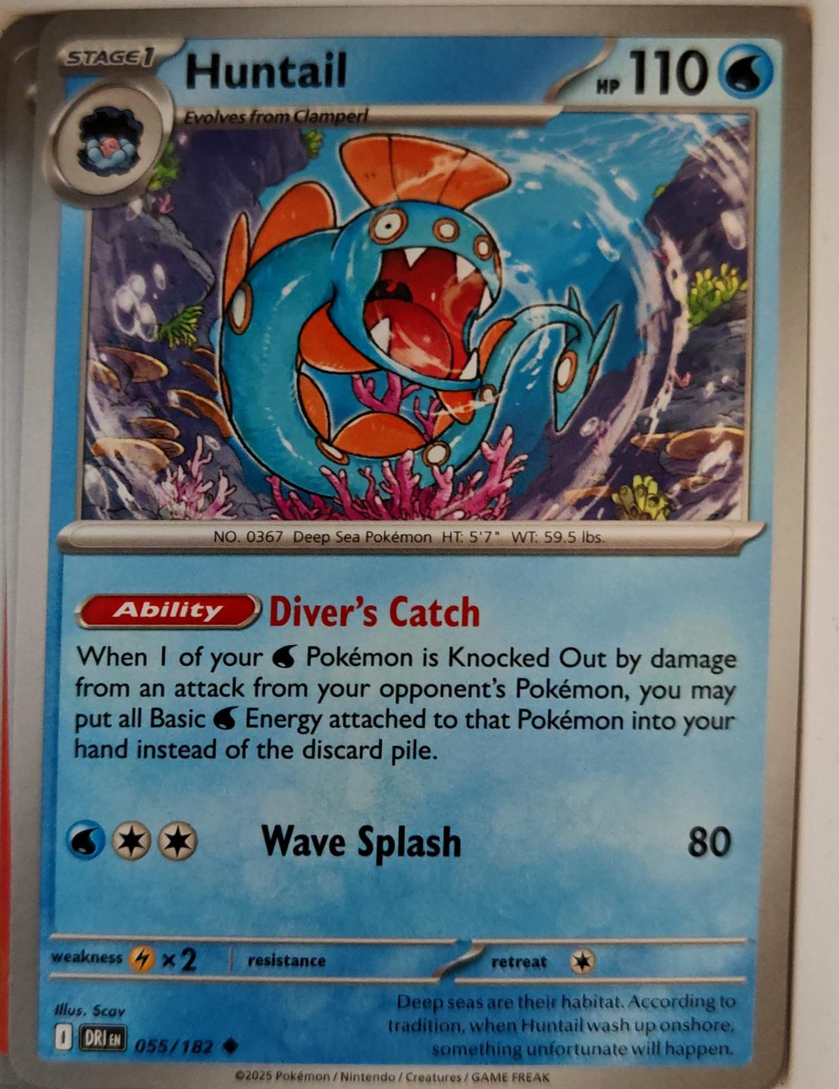 Huntail - 055/182 - - DESTINED RIVALS - Pokemon - Uncommon | AA07-5