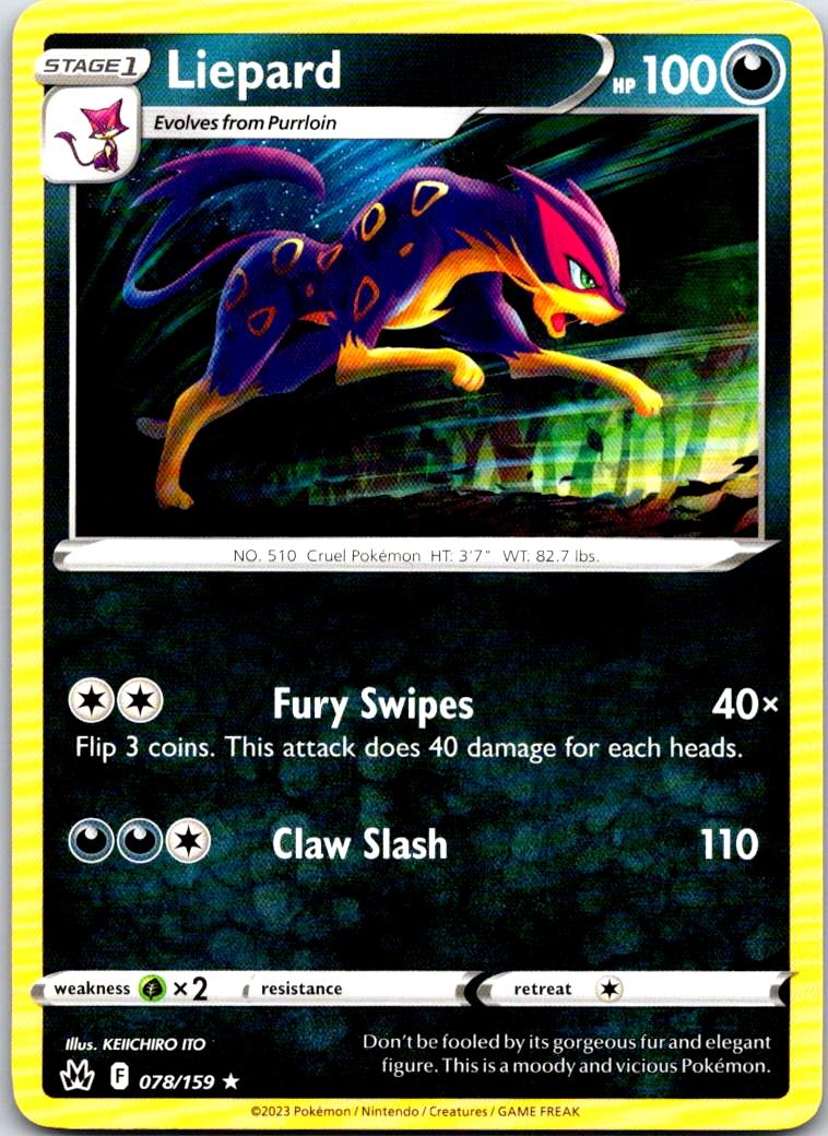 Liepard - 078/159 - - CROWN ZENITH - Pokemon - Rare | AA103-19