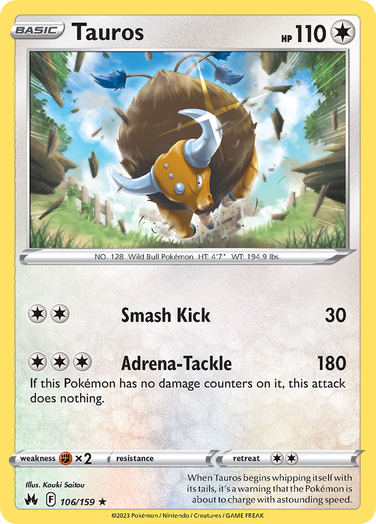 Tauros - 106/159 - - CROWN ZENITH - Pokemon - Rare | AA105-15