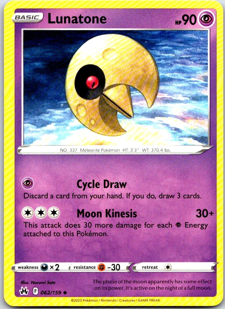 Lunatone - 062/159 - - CROWN ZENITH - Pokemon - Uncommon | AA102-14