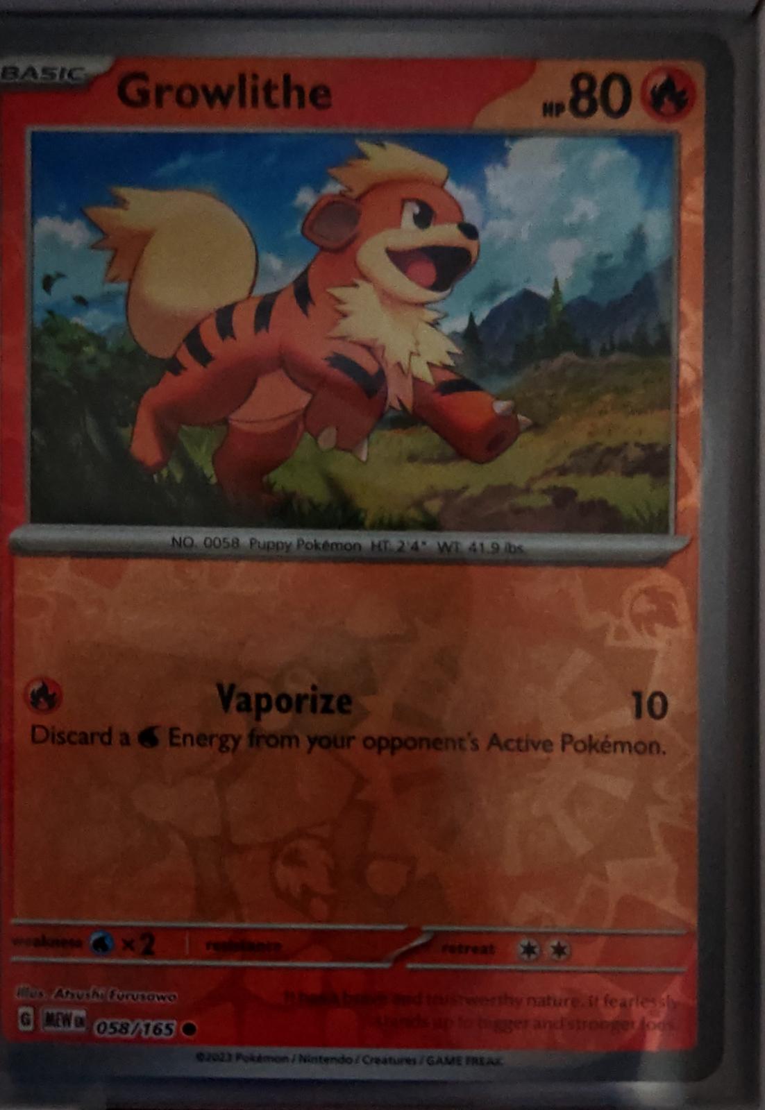 Growlithe - 058/165 - Reverse Holo - 151 - Pokemon - Common | AA62-5
