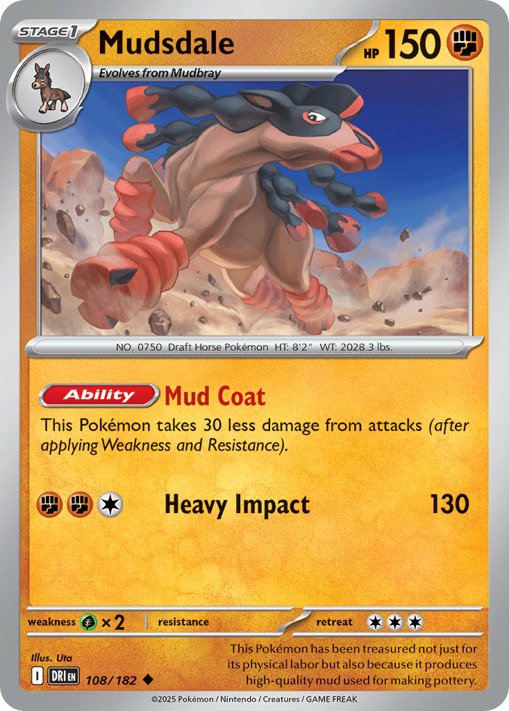 Mudsdale - 108/182 - - DESTINED RIVALS - Pokemon - Uncommon | AA08-32