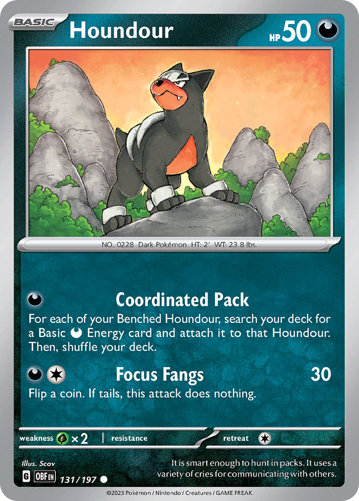 Houndour - 131/197 - - OBSIDIAN FLAMES - Pokemon - Common | AA06-87