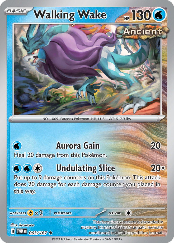 Walking Wake - 063/167 - Reverse Holo - TWILIGHT MASQUERADE - Pokemon - | AA75-45