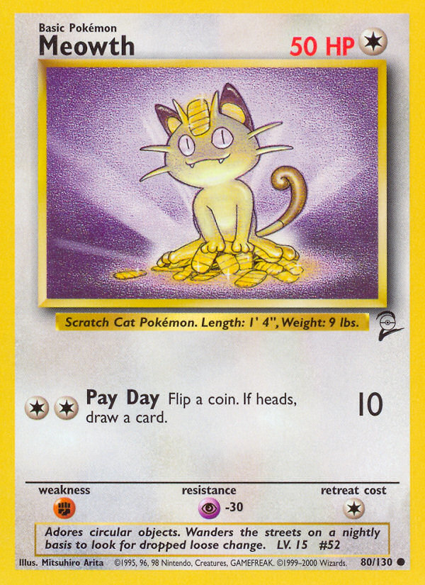 Meowth - 80/130 - - BASE SET 2 - Pokemon - Common | AA99-9