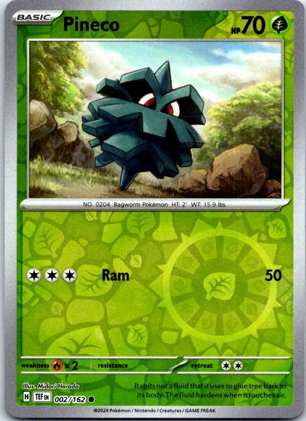 Pineco - 002/162 - Reverse Holo - TEMPORAL FORCES - Pokemon - Common | AC15-2