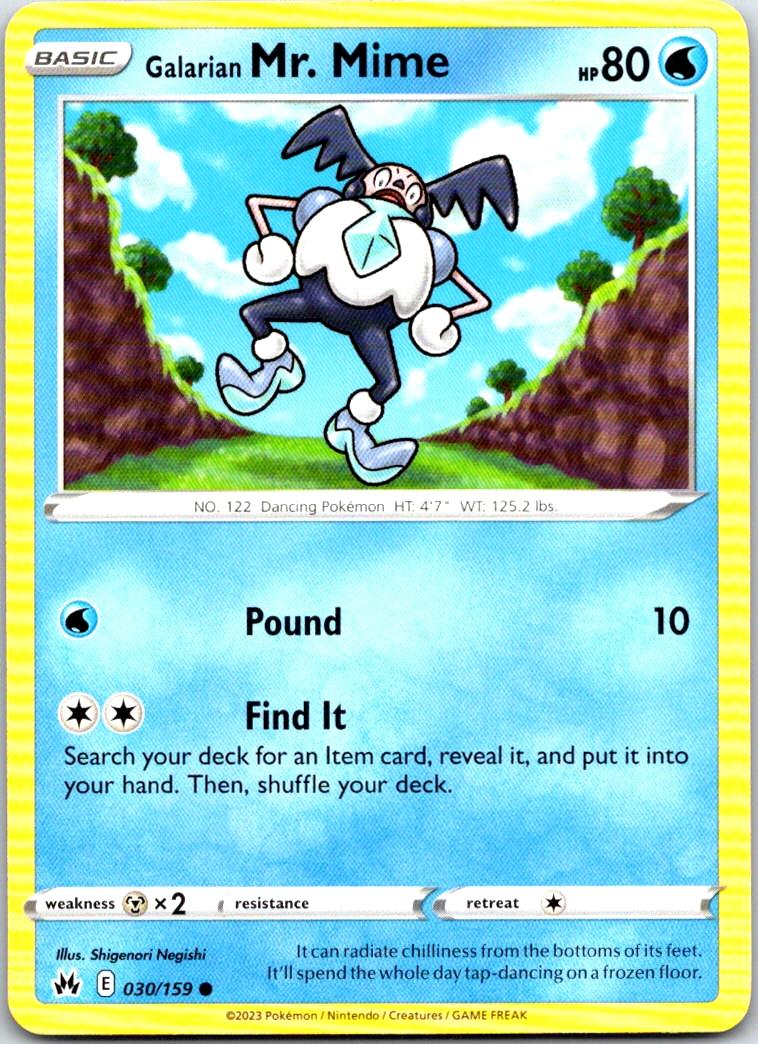 Galarian Mr. Mime - 030/159 - - CROWN ZENITH - Pokemon - Common | AA100-3
