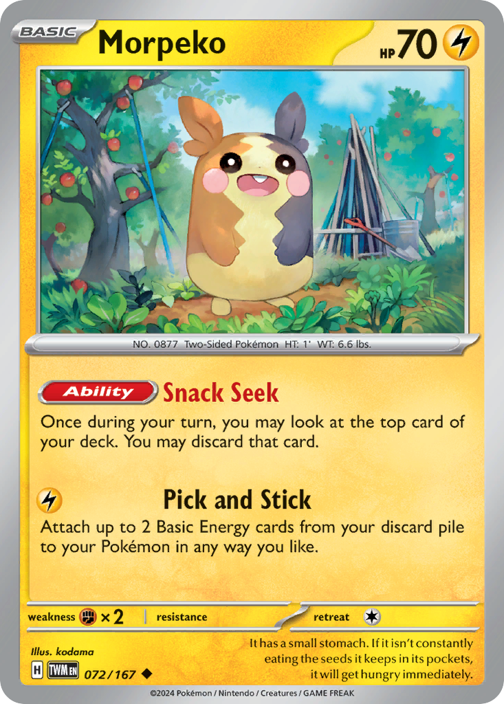 Morpeko - 072/167 - - TWILIGHT MASQUERADE - Pokemon - Uncommon | AA84-11