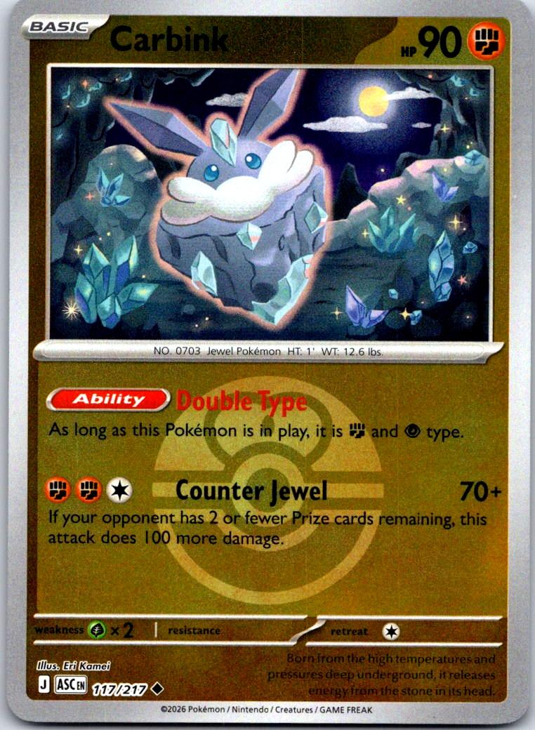 Carbink (Love Ball) - 117/217 - Reverse Holo - ASCENDED HEROES - Pokemon - | AB04-1