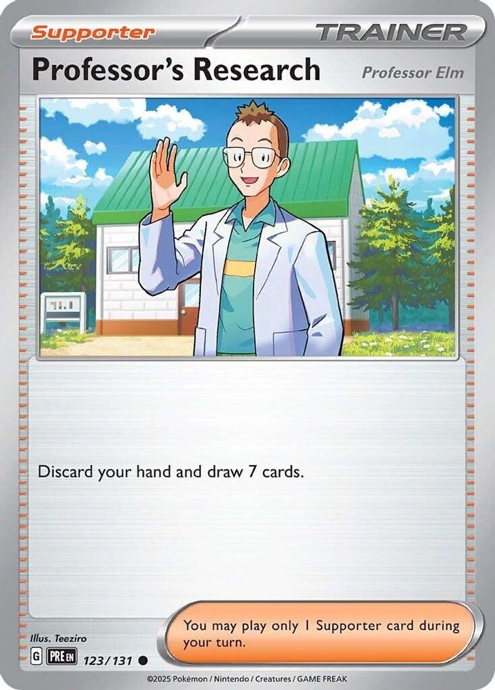 Professor's Research [Professor Elm] - 123/131 - Reverse Holo - PRISMATIC EVOLUTIONS - Pokemon - | AA13-83