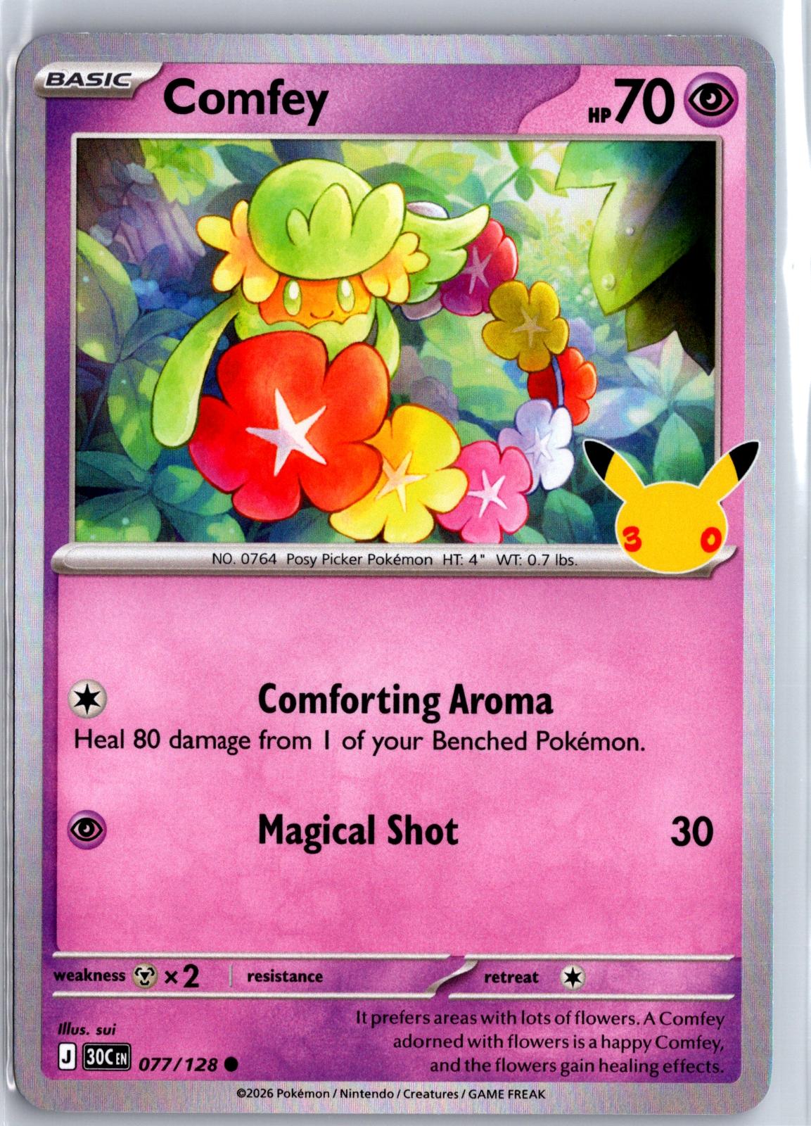 Comfey - 077/128 - Holo - ME: 30TH CELEBRATION - Pokemon - | AA97-10