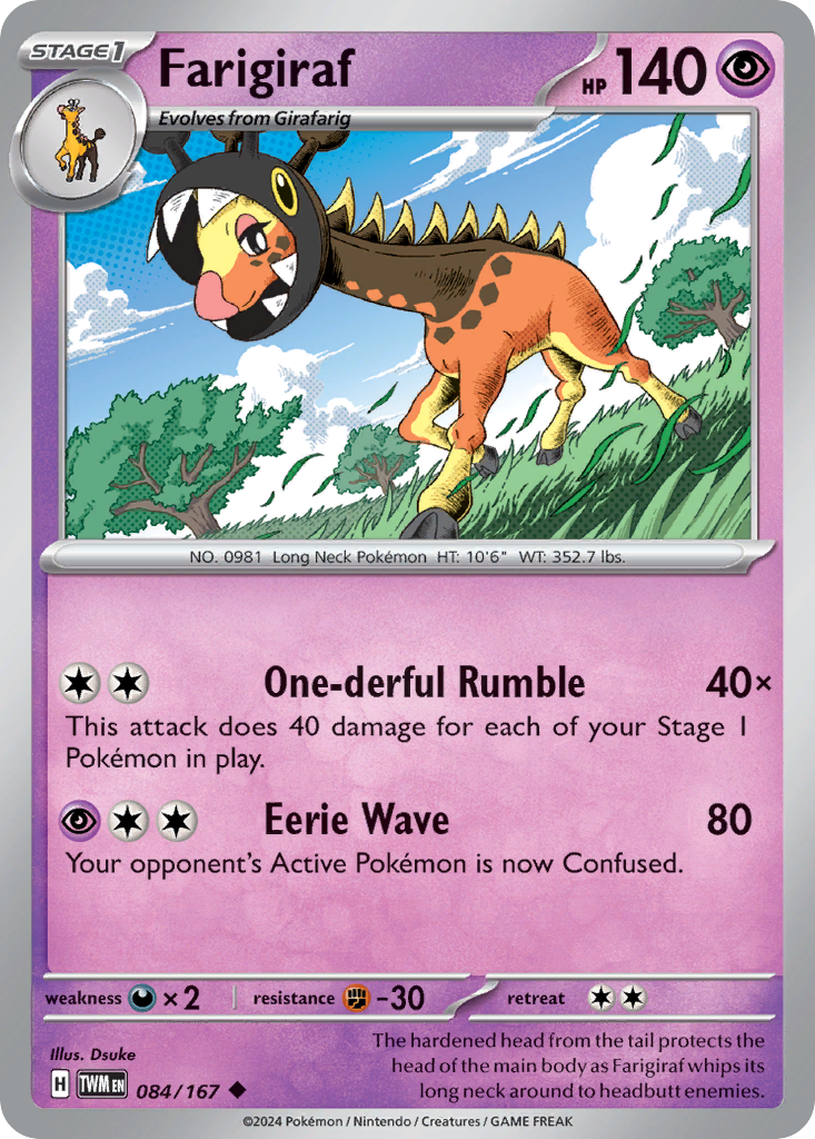 Farigiraf - 084/167 - - TWILIGHT MASQUERADE - Pokemon - Uncommon | AA79-28