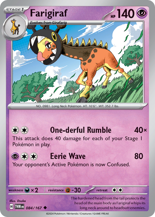 Farigiraf - 084/167 - - TWILIGHT MASQUERADE - Pokemon - Uncommon | AA88-42