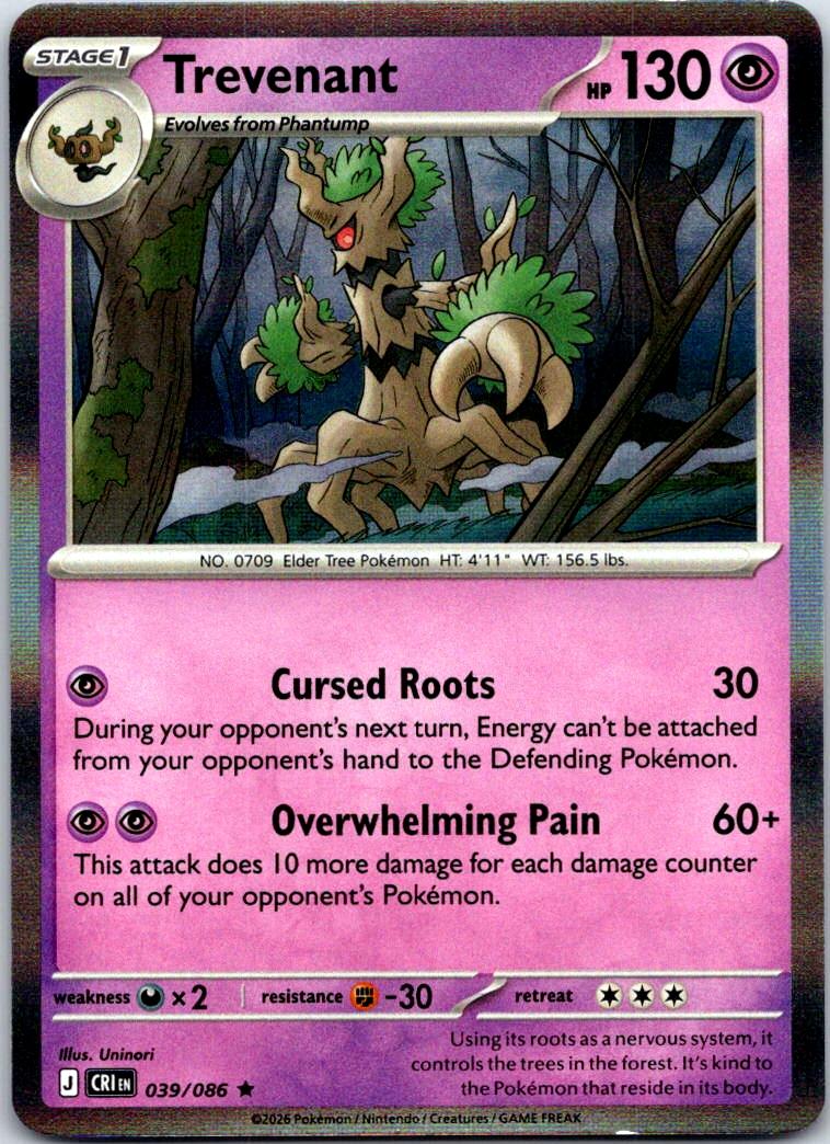 Trevenant - 039/086 - Holo - CHAOS RISING - Pokemon - Rare | AA121-19