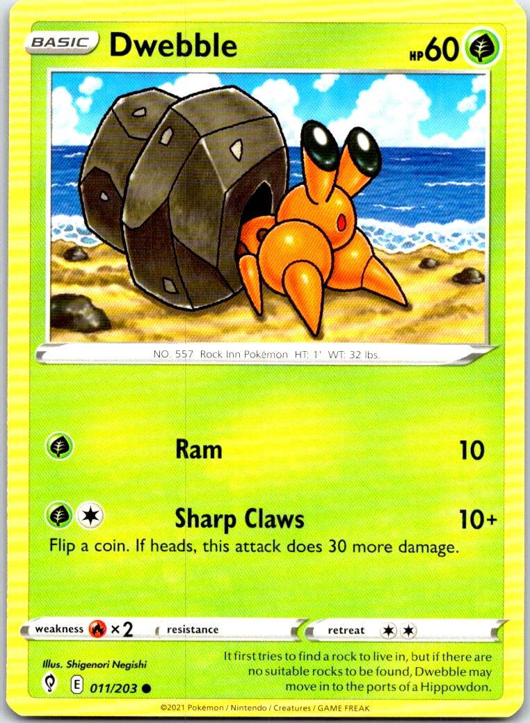 Dwebble - 011/203 - - EVOLVING SKIES - Pokemon - Common | AB35-22