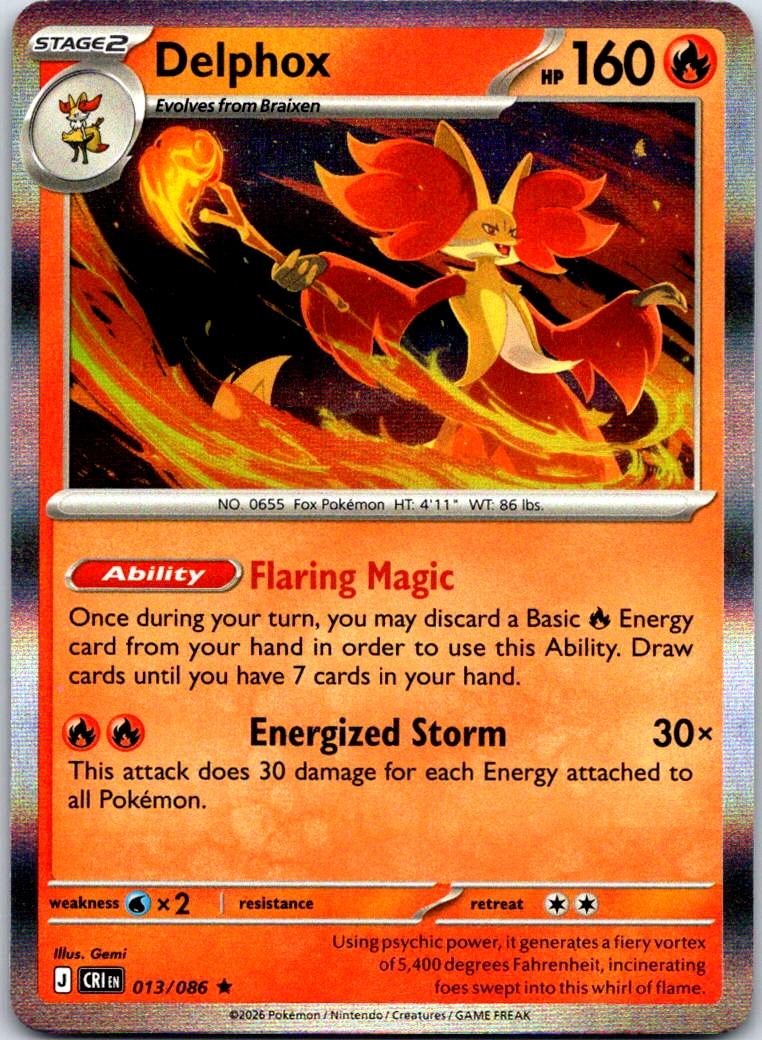 Delphox - 013/086 - Holo - CHAOS RISING - Pokemon - Rare | AA121-30