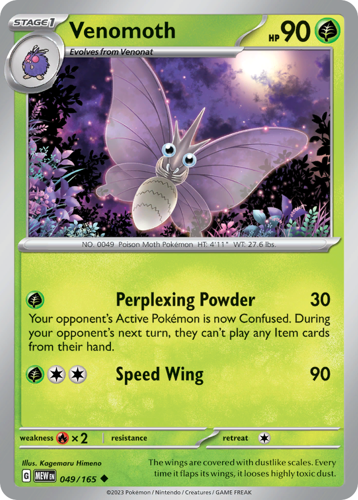 Venomoth - 049/165 - - 151 - Pokemon - Uncommon | AA74-35
