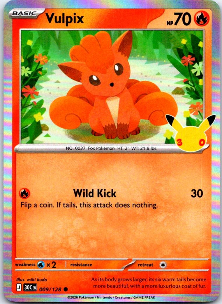 Vulpix - 009/128 - Holo - ME: 30TH CELEBRATION - Pokemon - Common | AC31-22