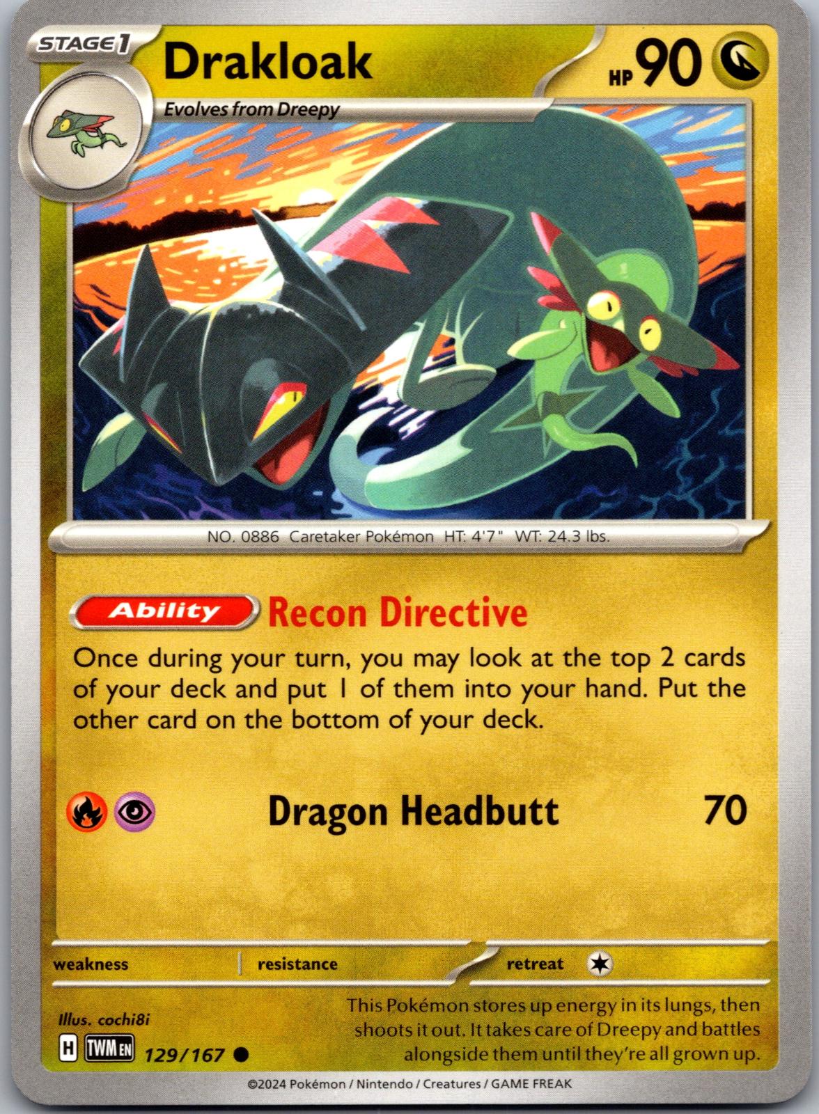 Drakloak - 129/167 - - TWILIGHT MASQUERADE - Pokemon - Common | AA87-3