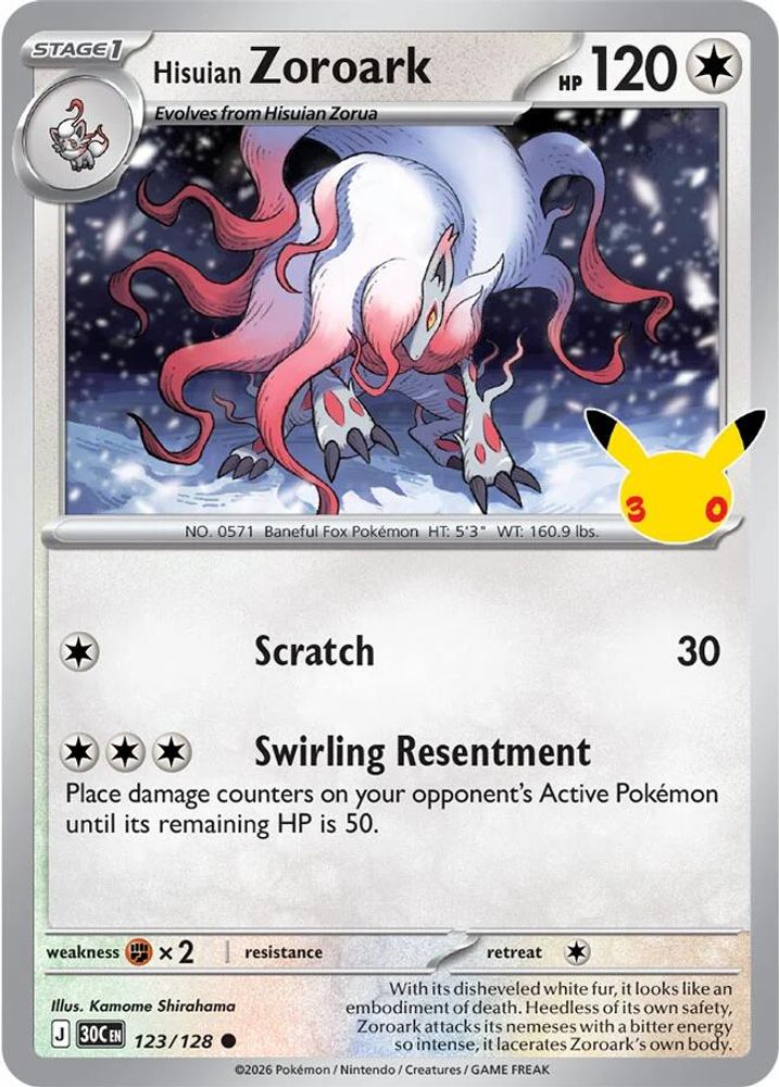 Hisuian Zoroark - 123/128 - Holo - ME: 30TH CELEBRATION - Pokemon - | AA98-3