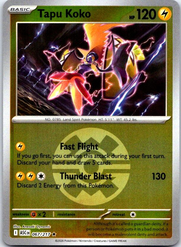 Tapu Koko (Quick Ball) - 067/217 - Reverse Holo - ASCENDED HEROES - Pokemon - | AC27-41