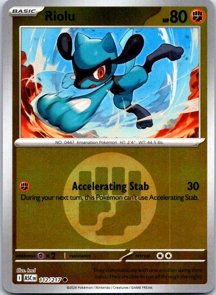 Riolu (Energy Symbol Pattern) - 112/217 - Reverse Holo - ASCENDED HEROES - Pokemon - | AB02-40