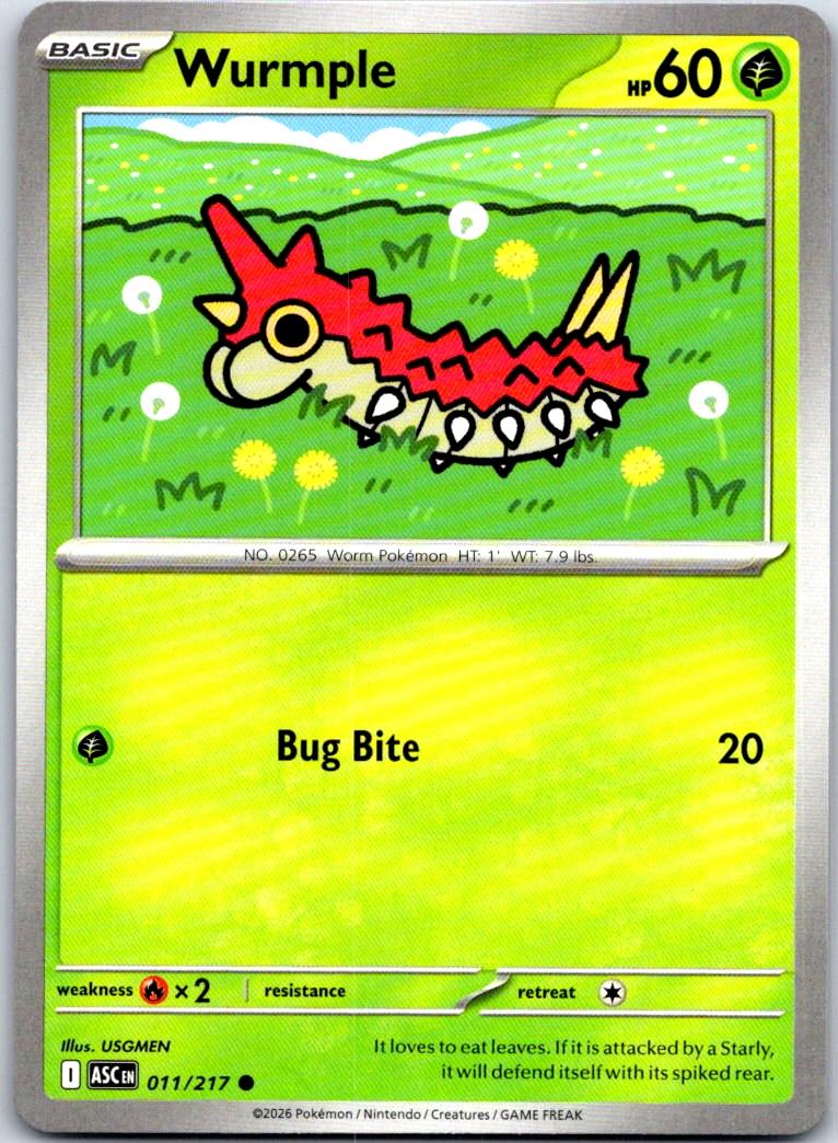 Wurmple - 011/217 - - ASCENDED HEROES - Pokemon - Common | AA110-2
