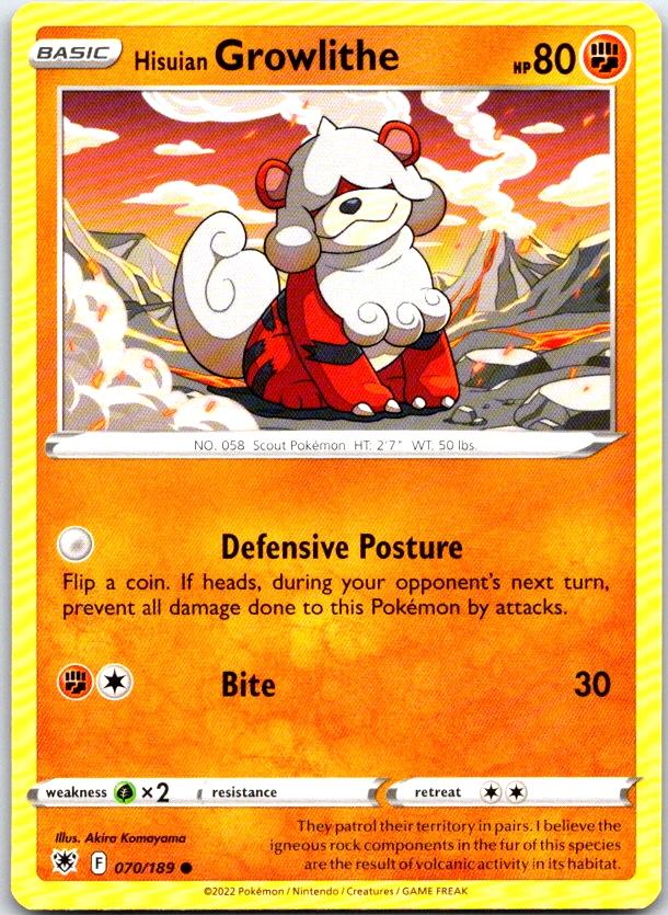 Hisuian Growlithe - 070/189 - - ASTRAL RADIANCE - Pokemon - Common | AC09-19