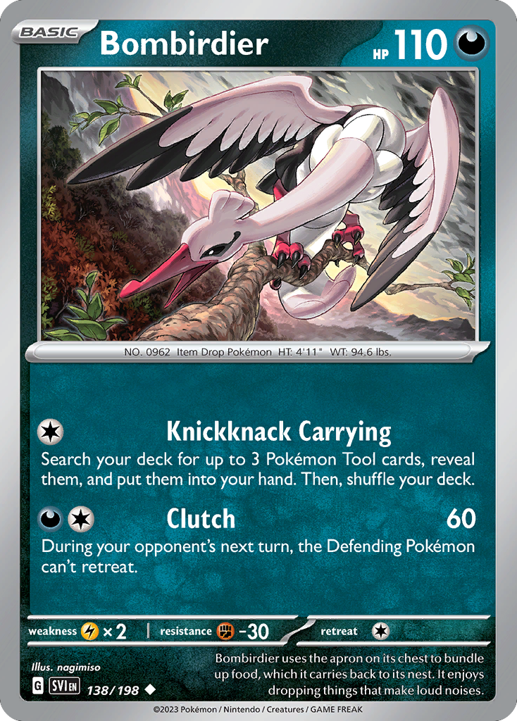 Bombirdier - 138/198 - Reverse Holo - SCARLET & VIOLET - Pokemon - | AA49-53