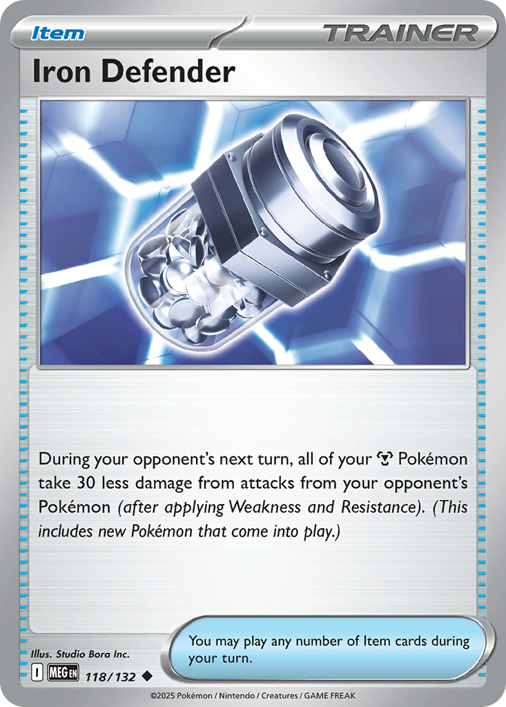 Iron Defender - 118/132 - Reverse Holo - MEGA EVOLUTION - Pokemon - | AA13-82
