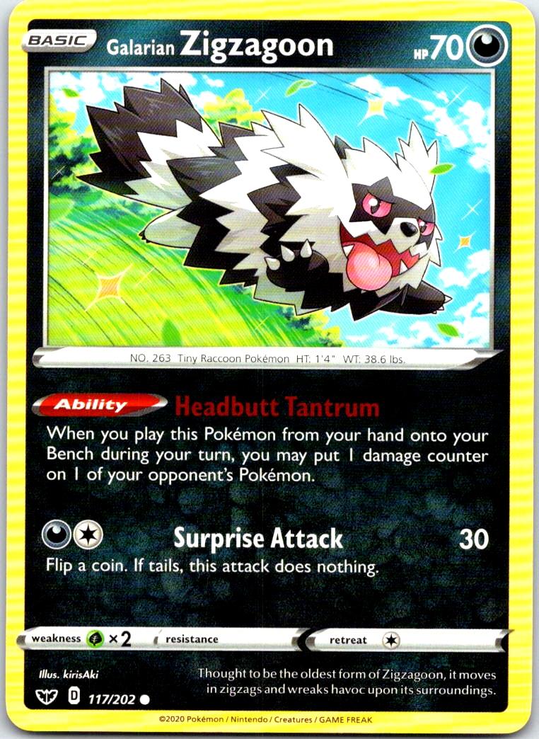 Galarian Zigzagoon - 117/202 - - SWORD & SHIELD - Pokemon - Common | AB46-48