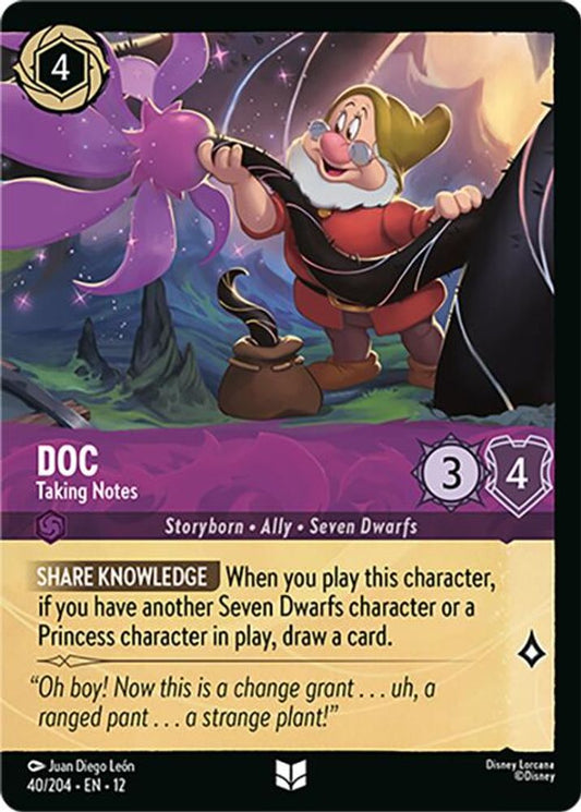 Doc - Taking Notes (Foil) - 40/204 - Cold Foil - WILDS UNKNOWN - Lorcana - | LAA00-10