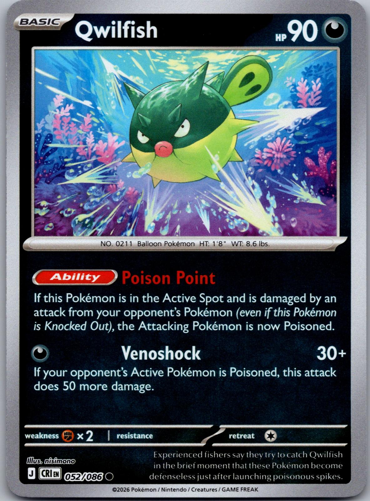 Qwilfish - 052/086 - - CHAOS RISING - Pokemon - Common | AA83-4