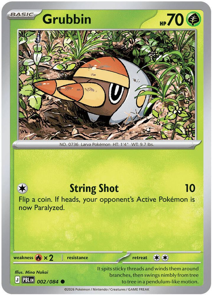 Grubbin - 002/084 - Reverse Holo - PITCH BLACK - Pokemon - Common | AA14-36