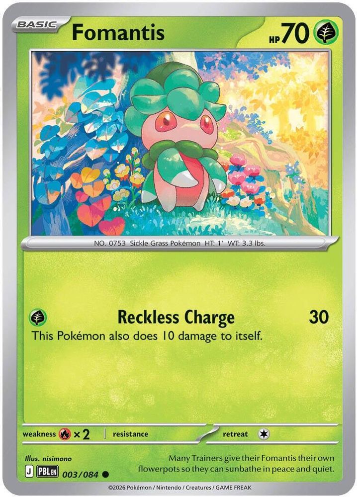 Fomantis - 003/084 - Reverse Holo - PITCH BLACK - Pokemon - Common | AA14-75