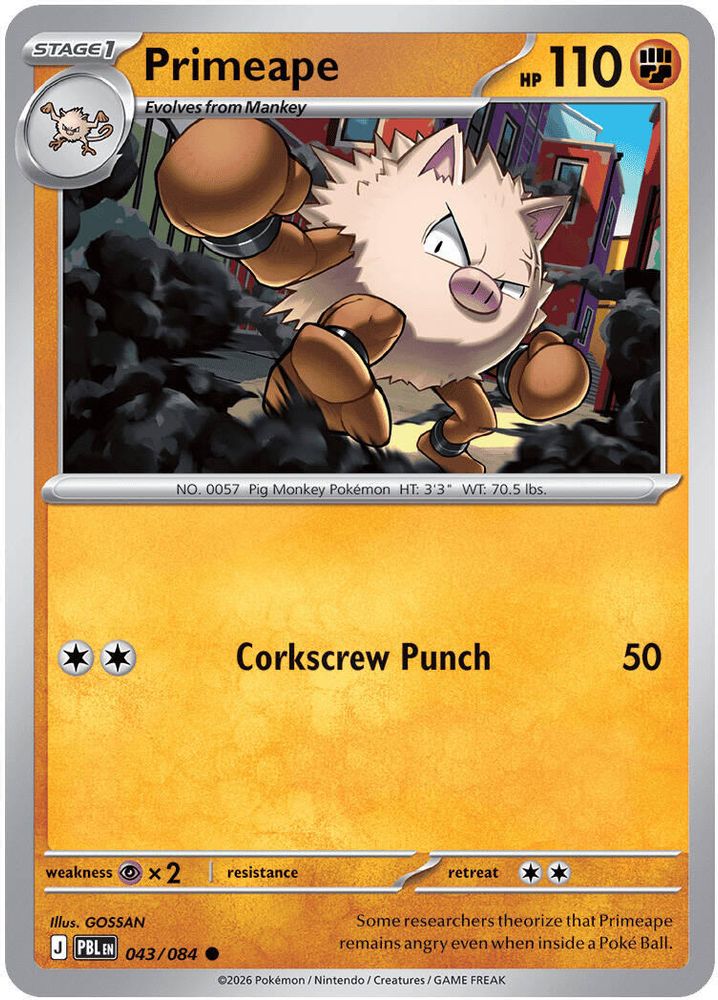 Primeape - 043/084 - - PITCH BLACK - Pokemon - Common | AA17-85