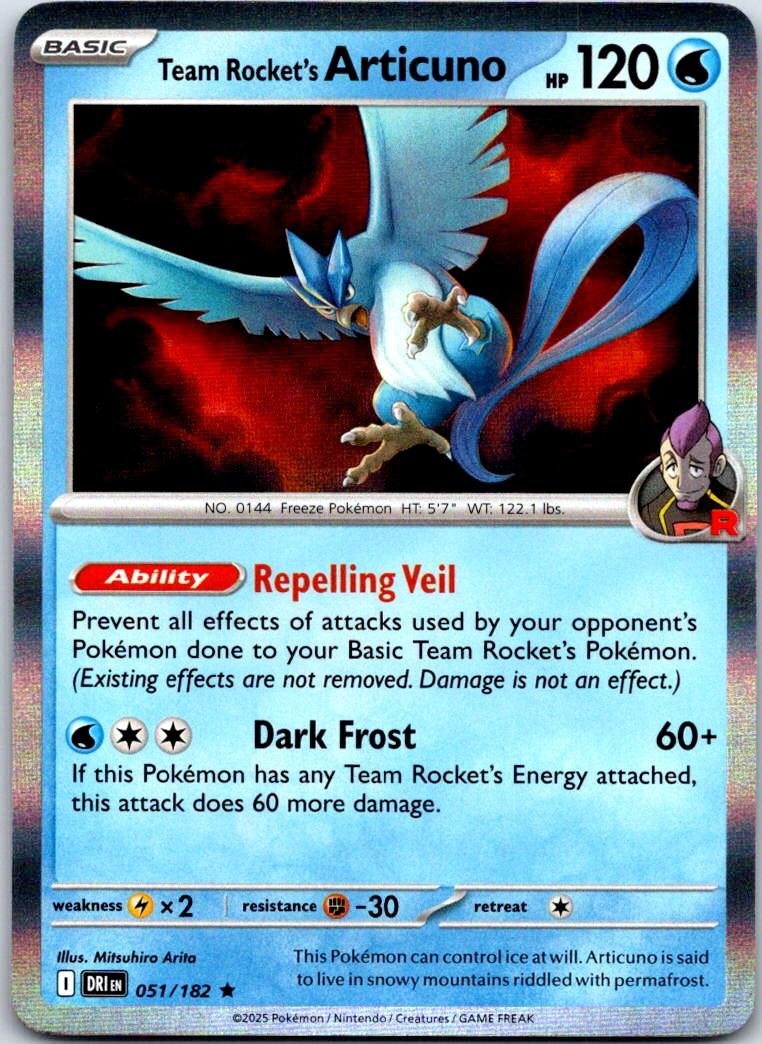 Team Rocket's Articuno - 051/182 - Holo - DESTINED RIVALS - Pokemon - | AA122-33